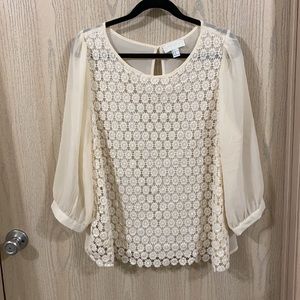 Forever 21 Floral Lace 3/4 Sleeve Blouse - 1X